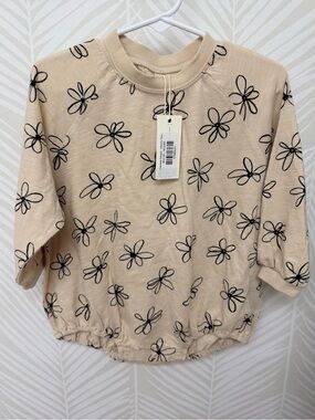 Rylee and Cru Crewneck Romper Sketchy Fleur 18/24m Flower NEW NWT